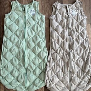 Quilted Kids Sleep Sack Vest in Mint Green and Beige
